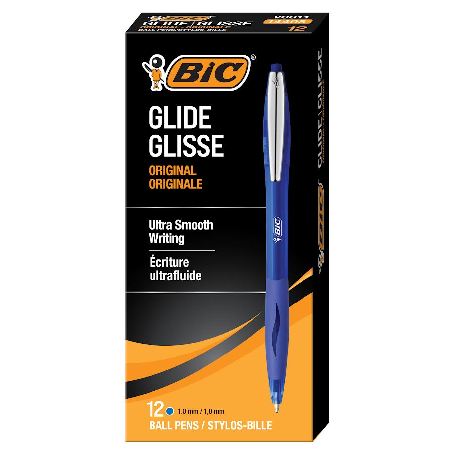 BIC Atlantis Glide Pen (Blue, 12 Pack)